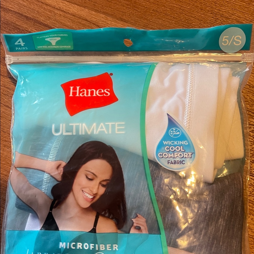 3/$15. NEW Hanes microfiber panties size 5/S - Picture 2 of 4